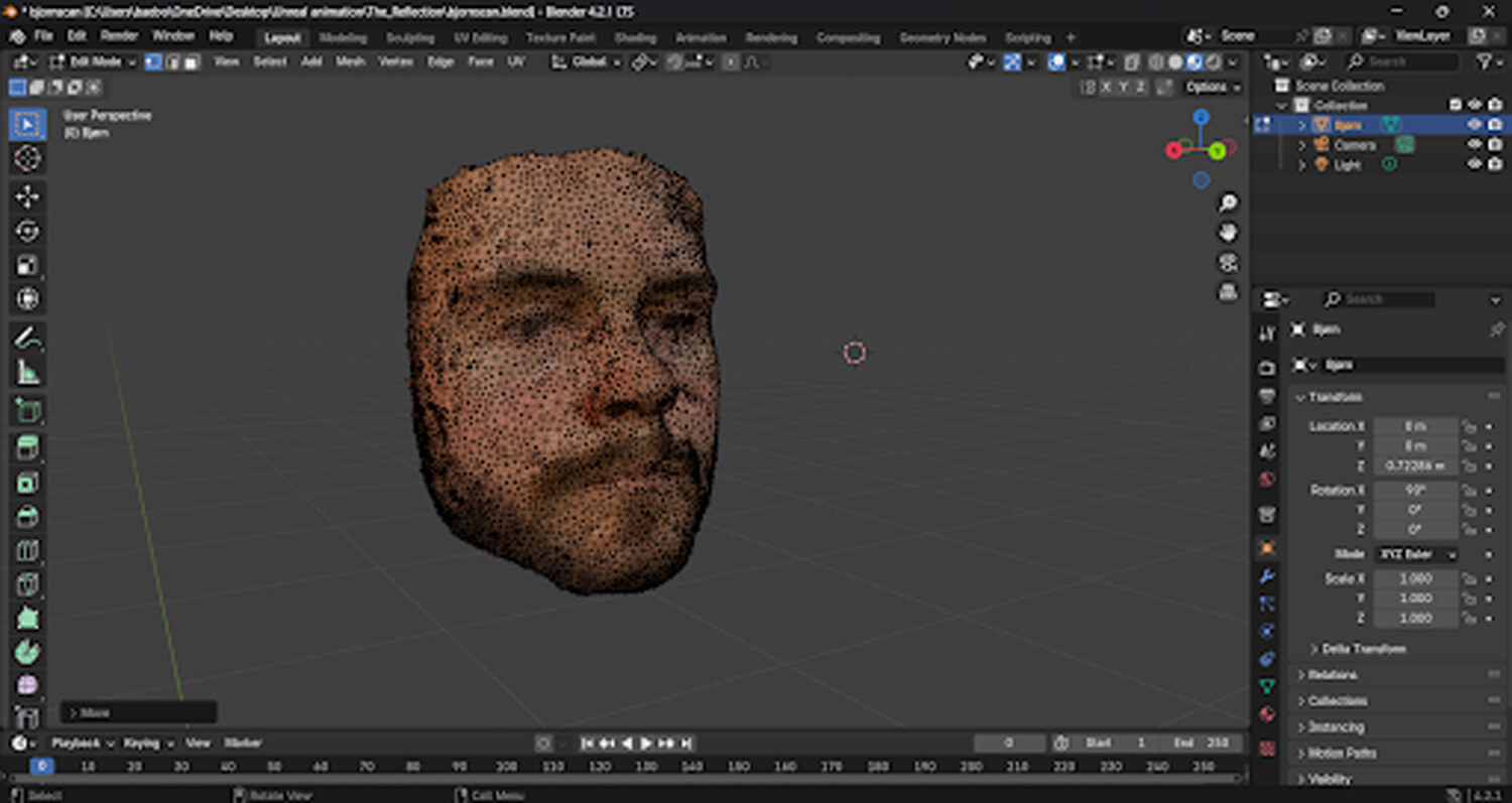 Blender 3D scanned face for metahuman
